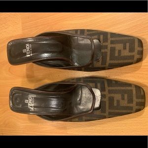 Fendi Zucca Mule with leather trim